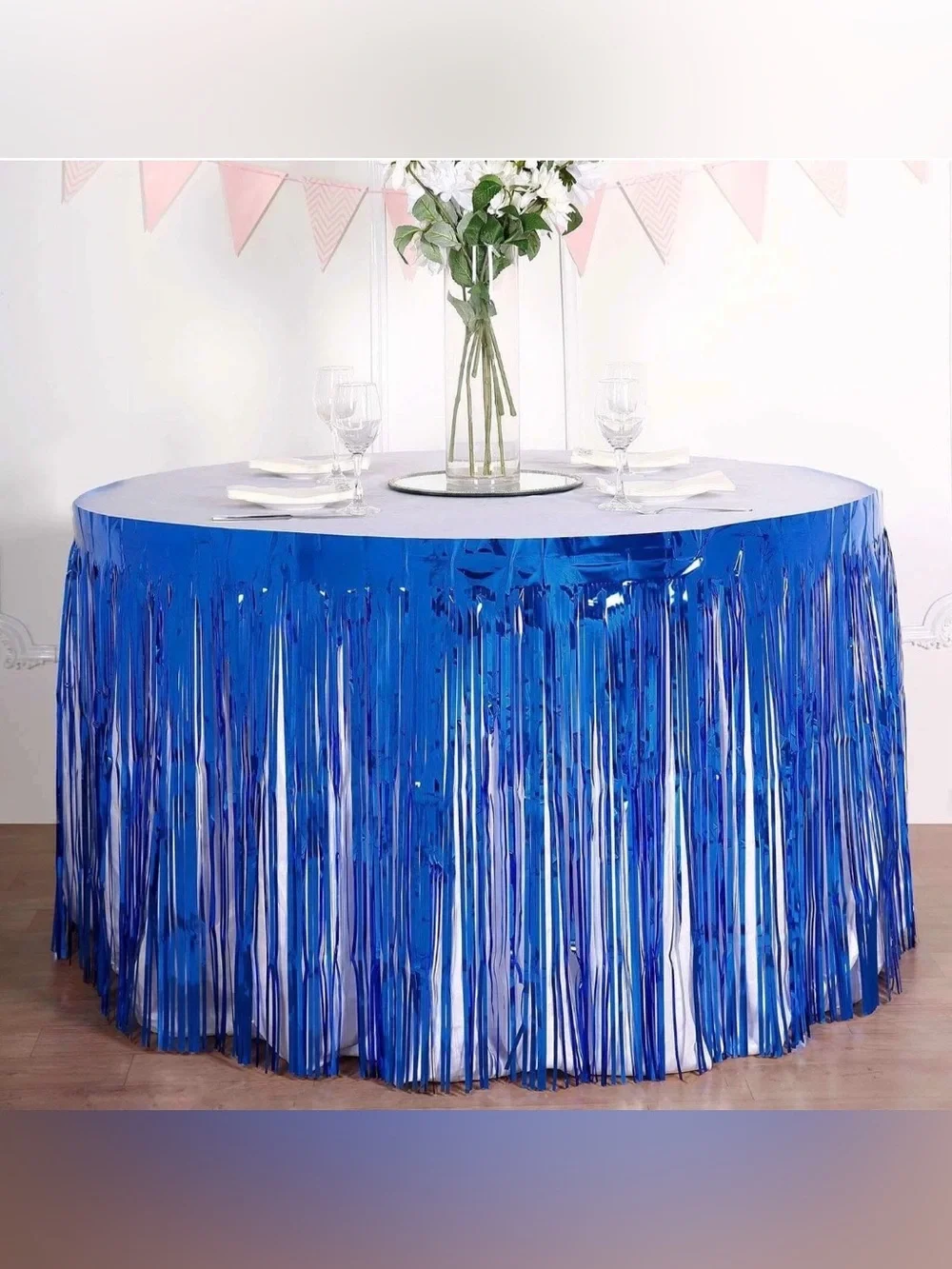 Royal Blue Party Foil Table Skirt – Party Decoration